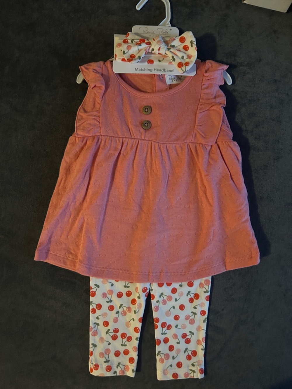 Rene Rofe Pink Tunic & Cherry Leggings Matching Set